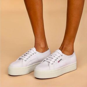 Superga Women's White Platform Sneakers size 8